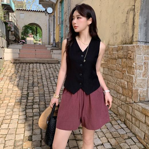 【清凉一夏，天然苎麻】老钱风苎麻短裤女夏季新款纯色五分裤宽松薄款松紧腰抽绳显瘦短裤女 商品图2