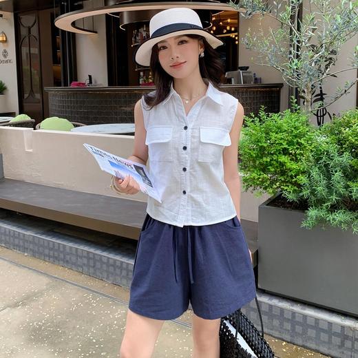 【清凉一夏，天然苎麻】老钱风苎麻短裤女夏季新款纯色五分裤宽松薄款松紧腰抽绳显瘦短裤女 商品图11