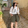 【清凉一夏，天然苎麻】老钱风苎麻短裤女夏季新款纯色五分裤宽松薄款松紧腰抽绳显瘦短裤女 商品缩略图1