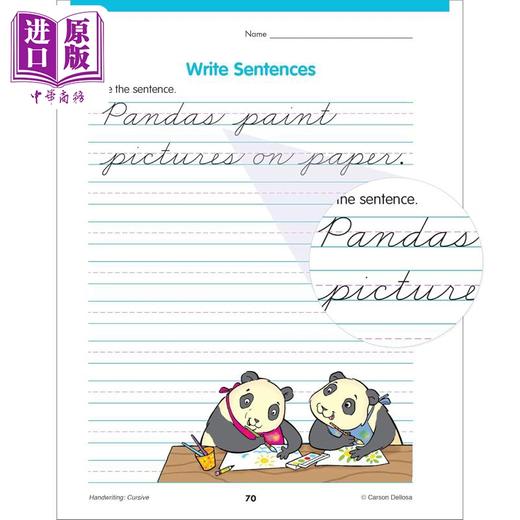 【中商原版】Carson Dellosa Cursive Handwriting Workbook  Grades 3-5 儿童连体字手写练习册 3-5年级 字母描红本 商品图3