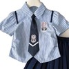 【学院氛围感❗️清爽不闷】夏季条纹卡通学院风女童连衣裙可爱小兔子制服短袖衬衣裙套装。xe★深秘心选 商品缩略图4