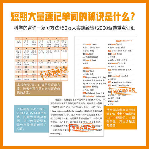 【新东方】高考英语词汇9天搞定高考核心单词 杨鹏背词法记忆法全国通用 商品图1