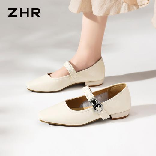 ZHR一字带浅口女鞋2026夏季新款小个子透气女单鞋舒适ins玛丽珍鞋★ 商品图3