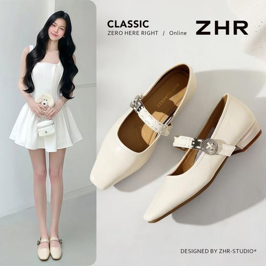 ZHR一字带浅口女鞋2026夏季新款小个子透气女单鞋舒适ins玛丽珍鞋★ 商品图0