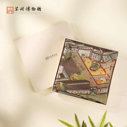 苏州博物馆 入梦苏博方巾100%桑蚕丝绮云纱亲肤透气女士丝巾配拎袋礼盒送礼 商品图3