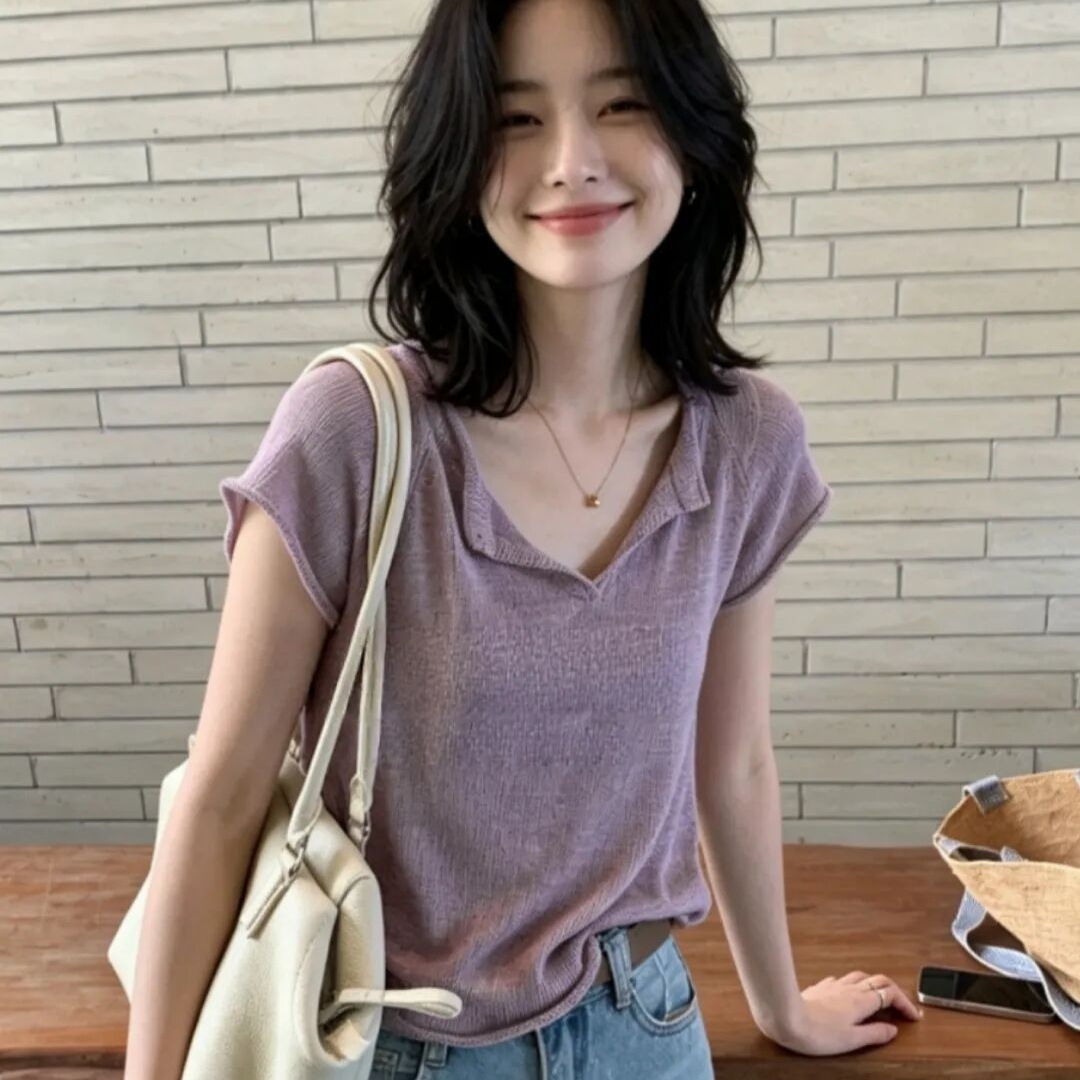 老钱风莱赛尔亚麻针织防晒衫 ， 定染丁香紫，高级显白！清凉亚麻，夏天好温柔～【3-7天发货】