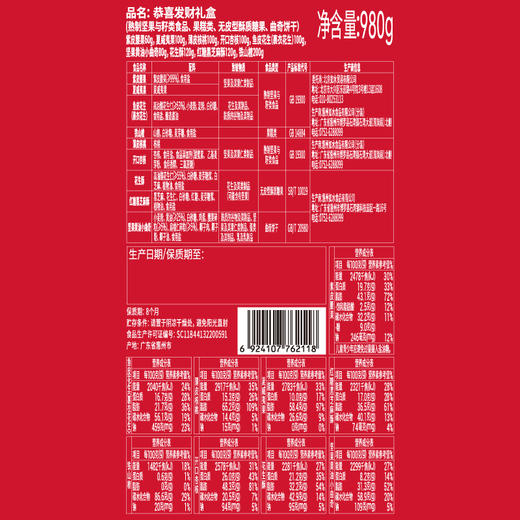【节日礼盒】如水 恭喜发财礼盒 980g★棒棒糖优选 商品图3