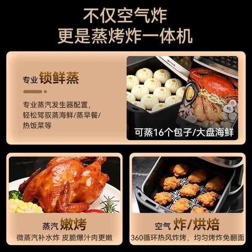 【蒸烤箱/炸锅/微波炉/煮蛋器/隔水炖/干果机多用途一体 7L大容量可放整只鸡】BIYI比依 独立水箱蒸汽空气炸锅7L容量 AF-720A-WD 商品图3