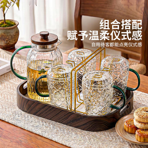 摩登主妇高硼硅玻璃冷水壶家用耐高温凉水杯大容量储水水壶套装 商品图4