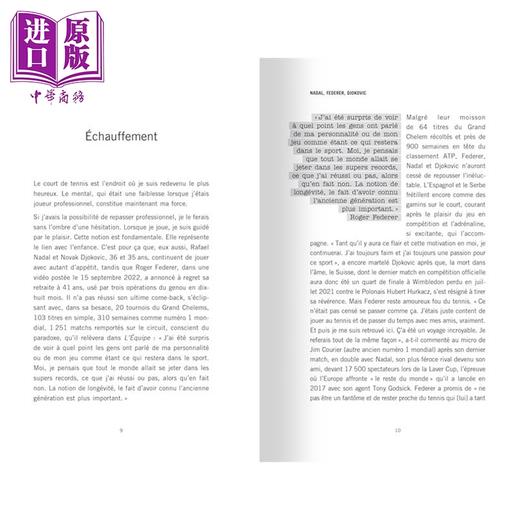 预售 【中商原版】【法文版】透视纳达尔 费德勒 德约的21场比赛心理 Nadal  Federer Djokovic 法文原版 Christophe Bernelle 商品图3
