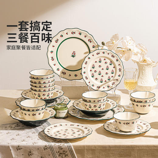 摩登主妇釉下彩法式餐具饭碗家用2026新款漂亮餐盘子陶瓷碗具汤碗 商品图4