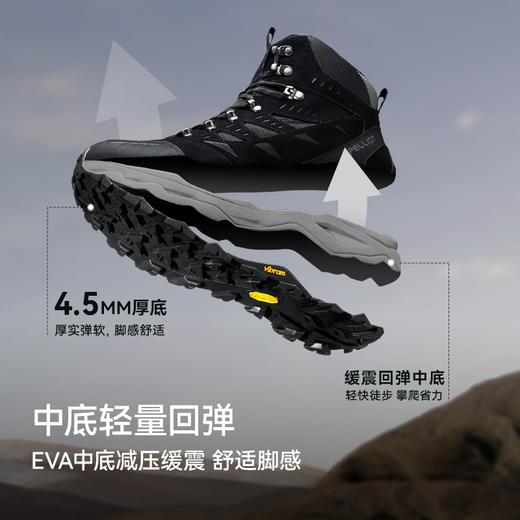 【山岩2.0】伯希和户外高帮登山鞋男Vibram防滑雪山徒步鞋女冬 商品图2
