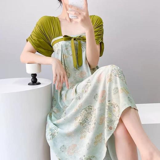 【顺滑亲肤 飘逸灵动】宫诏 新中式改良汉服方领棉绸连衣裙 自带胸垫居家户外两穿 11款可选 商品图2