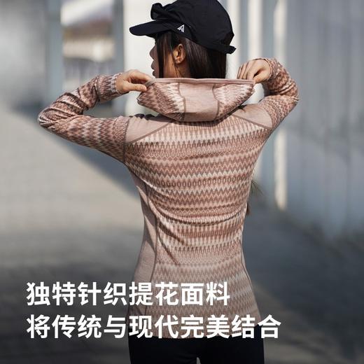 灰壳秋冬户外滑雪美利奴羊毛女连帽半拉链保暖上衣美丽诺印花长袖 商品图2