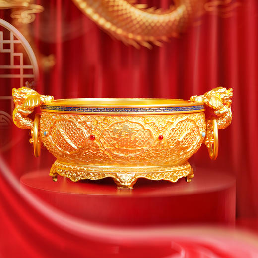 五路财神聚宝盆 三大非遗工艺 足金镶嵌可旋转貔貅 摆件 限量收藏款 开业乔迁礼品 商品图6