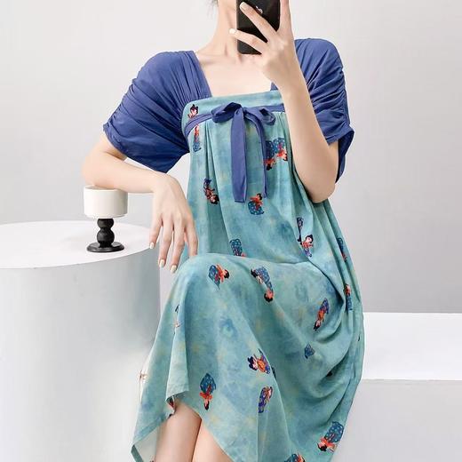 【顺滑亲肤 飘逸灵动】宫诏 新中式改良汉服方领棉绸连衣裙 自带胸垫居家户外两穿 11款可选 商品图10