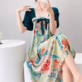 【顺滑亲肤 飘逸灵动】宫诏 新中式改良汉服方领棉绸连衣裙 自带胸垫居家户外两穿 11款可选