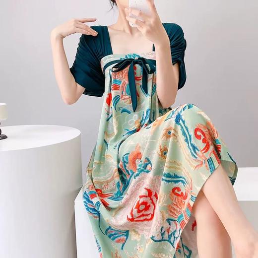【顺滑亲肤 飘逸灵动】宫诏 新中式改良汉服方领棉绸连衣裙 自带胸垫居家户外两穿 11款可选 商品图0