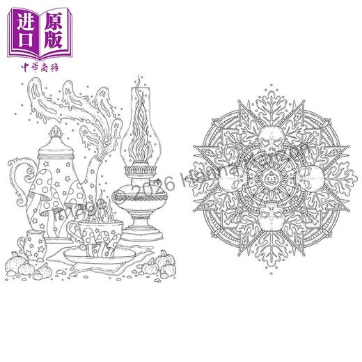 预售 【中商原版】万圣涂色书 Halloween Coloring Book 汉娜·卡尔松 英文原版 Hanna Karlzon 内含纹理纸张  商品图4