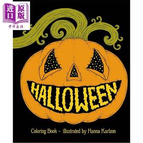 预售 【中商原版】万圣涂色书 Halloween Coloring Book 汉娜·卡尔松 英文原版 Hanna Karlzon 内含纹理纸张 