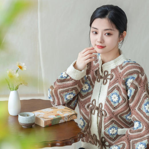 苏苏姐家柿柿如意盘扣开衫手工编织衣服羊毛毛线团自制材料包 商品图2