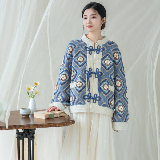 苏苏姐家柿柿如意盘扣开衫手工编织衣服羊毛毛线团自制材料包 商品图1