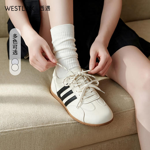 西遇复古德训鞋女2026秋季新款小众圆头赛车鞋透气薄底运动鞋K1466575 商品图0