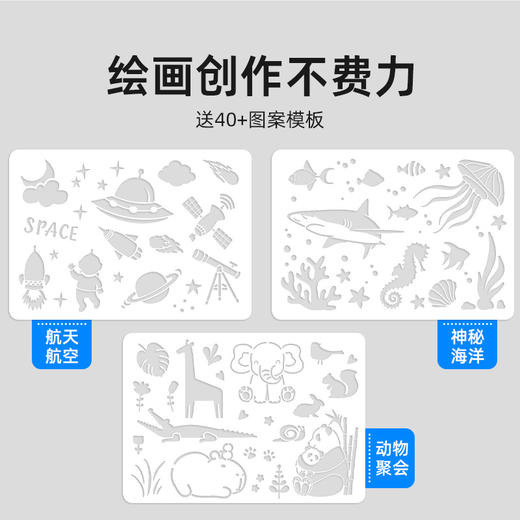 【孩子独立操作 两步开始喷绘】天文电动喷喷笔喷绘枪套装 YZ3201 一笔喷绘轻松涂色 喷画/手绘/涂鸦 适配多种马克笔 送40+图案模板 商品图3