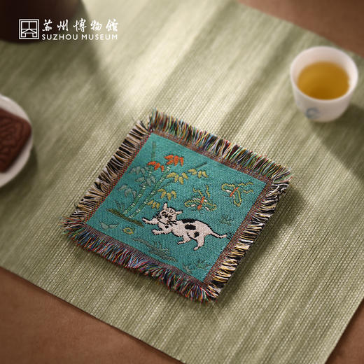 苏州博物馆 鸿运小礼杯垫财源滚滚吉祥三多猫蝶相戏鸿运百纳 商品图3