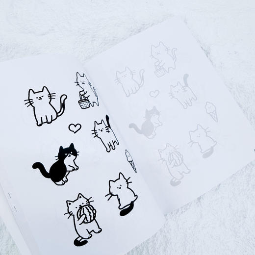 和猫咪的夏天：解压小画摸鱼本 猫咪解压涂色绘画书成人孩子临摹画册简笔画教程创意绘画书 商品图3