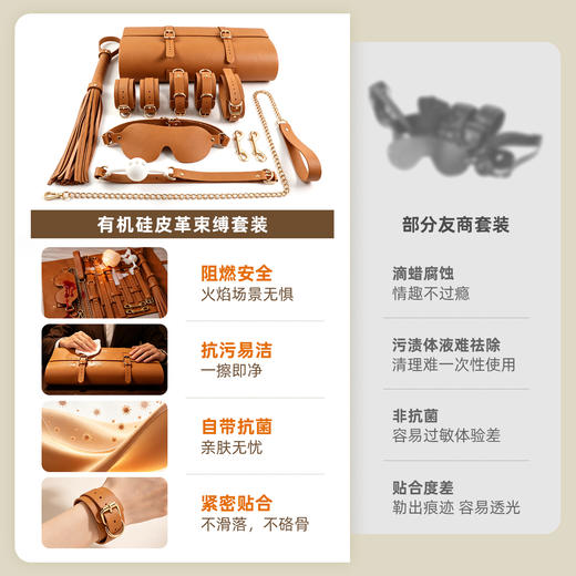 【情趣用品】谜姬 有机硅皮革套装SM束缚捆绑卷包套装 商品图4