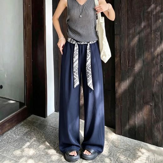 法式「白开水」天丝醋酸阔腿裤 ， 凉快、不闷汗、不粘腿、遮肉、显腿长，四色可选，赠送丝巾一条【3-5天发货】 商品图0