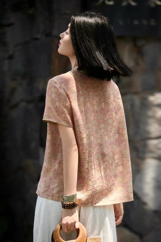 ORIGNAL&CO「锦瑟芳华」新中式小衫 | 提花印花工艺，宝相花、凤尾花，藏尽东方温润贵气【3-7天发货，周末顺延】 商品图7