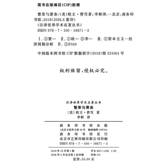 繁荣与萧条(汉译名著本17) 商品图1