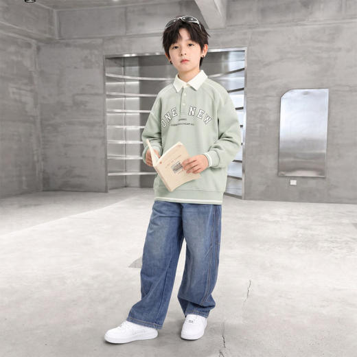 儿童痞帅牛仔裤春秋2026新款男童洋气长裤时髦男孩阔腿裤潮流秋装120-170 商品图7