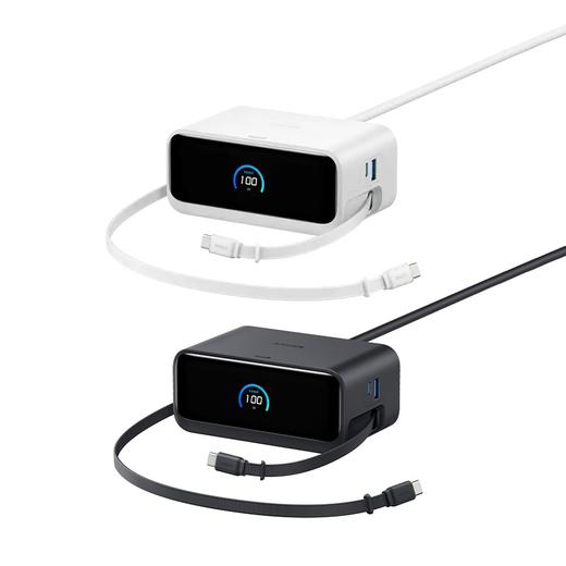 Anker安克 100W桌面充Mix 自带伸缩数据线适用华为66W快充苹果17系列 手机笔记本充电器 A91C8 商品图0
