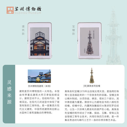 苏州博物馆 AI百变充电宝建筑款/宝幢款3C认证磁吸有线双模式墨水屏可切换图片带支架 商品图2