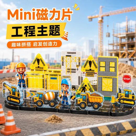 【三大主题场景 拼出城市小世界】儿童益智彩窗磁力片工程车玩具 消防警察工程任选 强磁吸附拼搭稳固 40片含车辆建筑人偶轨道 动手又动脑 商品图1