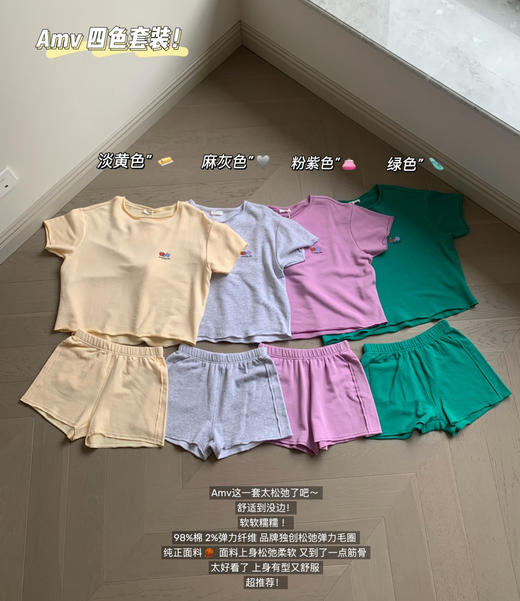 American vintag*e卷边短袖/短裤套装 商品图5