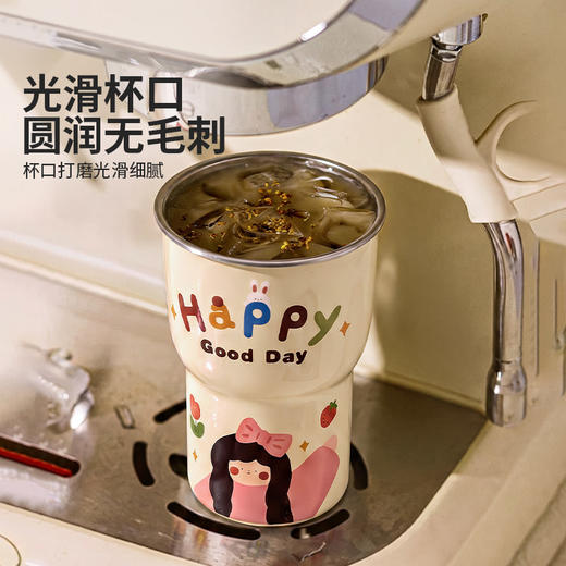 摩登主妇316不锈钢儿童水杯家用吸管杯子牛奶杯咖啡杯带盖马克杯 商品图3