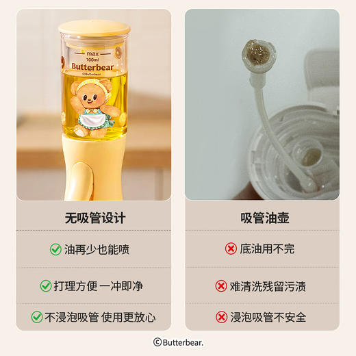 摩登主妇【&黄油小熊】垂直无吸管喷油壶雾化厨房家用玻璃喷油瓶 商品图1