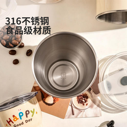 摩登主妇316不锈钢儿童水杯家用吸管杯子牛奶杯咖啡杯带盖马克杯 商品图1