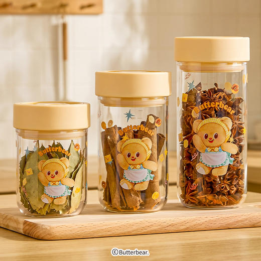摩登主妇【&黄油小熊】玻璃密封罐食品级白糖罐咖啡豆收纳储存罐 商品图3
