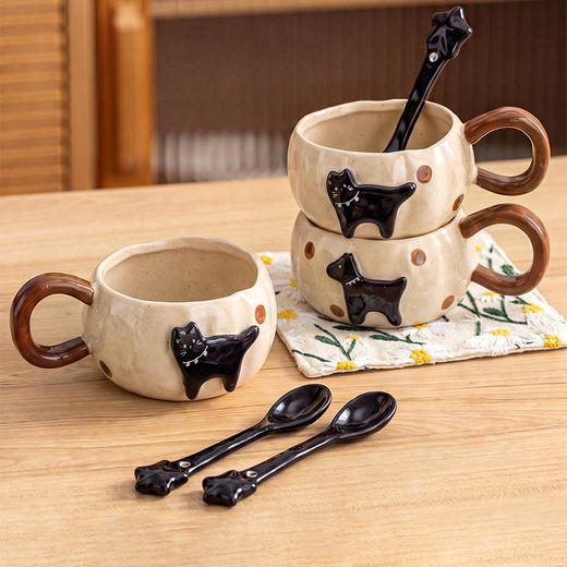 摩登主妇釉下彩咖啡杯陶瓷杯子高颜值复古拿铁杯家用喝水杯马克杯 商品图0