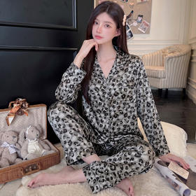 【美式豹纹❗️轻奢气质家居服套装】豹纹永不过时，性感纯欲，魅惑撩人，真的绝美！高ji感女春秋季新款长袖宽松冰丝睡衣睡裤★美物社