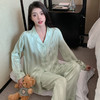 【秋季新款❗️慵懒气质家居服套装】超仙超舒服，舒适到像裸穿，穿上不想脱下来！网红绿色小清新条纹舒适薄款可外穿睡衣两件套女实拍★美物社 商品缩略图1