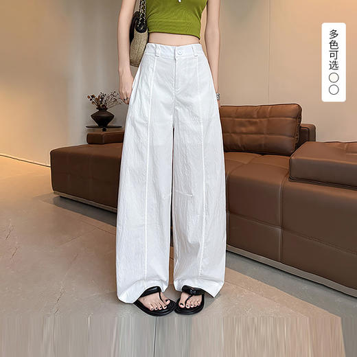西遇高腰弯刀阔腿裤女2026年夏季新款立体分割宽松百搭休闲长裤SS060755 商品图0