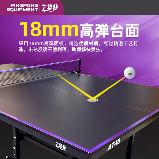 七二九729乒乓球台专业乒乓球桌AT-18可折叠单人训练家用球桌18mm 商品图1