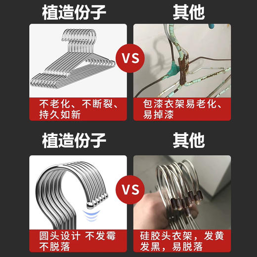 【无印同款 不发黄不生锈 承重20斤】植造份子 不锈钢衣架 一体成型工艺 两边防滑凹槽 多种衣物可挂 商品图2