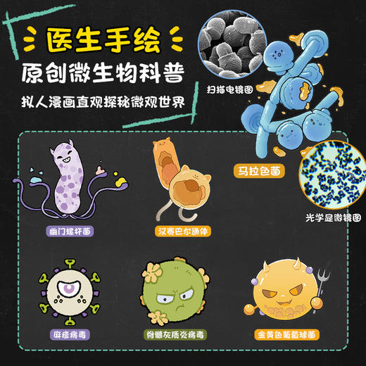 微生物漫话 和身体“作对”的它们！萌趣漫画讲透40多种微生物 教你做好防护 抵御*病毒 商品图2